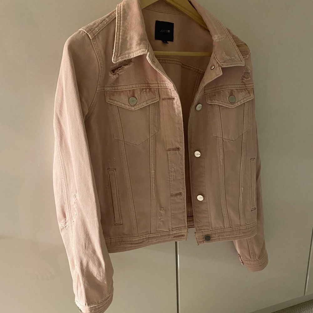 Joe’s light pink denim jacket for women. Size L